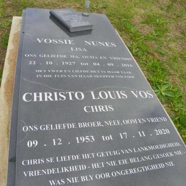 NUNES Vossie Lisa 1927-2016 :: VOS Christo Louis 1953-2020