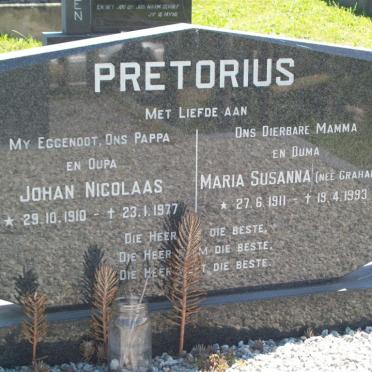 PRETORIUS Johan Nicolaas 1910-1977 &amp; Maria Susanna GRAHAM 1911-1993