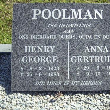 POOLMAN Henry George 1923-1988 &amp; Anna Gertruida 1928-1999