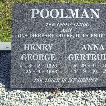 POOLMAN Henry George 1923-1988 &amp; Anna Gertruida 1928-1999