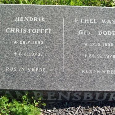 RENSBURG Hendrik Christoffel van 1892-1973 &amp; Ethel May DODD 1895-1978