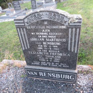 RENSBURG Adriaan Marthinus, van 1881-1953 &amp; Elizabeth Fredrika TERBLANS 1880-1963