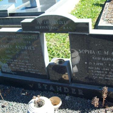 STANDER Daniel Andries 1894-1971 &amp; Sophia C.M. BARNARD 1898-1974