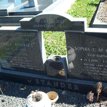 STANDER Daniel Andries 1894-1971 &amp; Sophia C.M. BARNARD 1898-1974