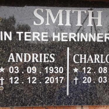 SMITH Andries 1930-2017 &amp; Charlotta 1927-2014
