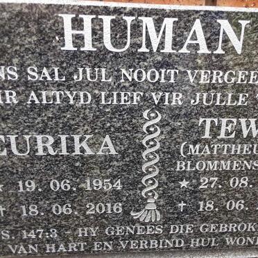 HUMAN Mattheus van Blommenstein 1945-2016 &amp; Eurika 1954-2016