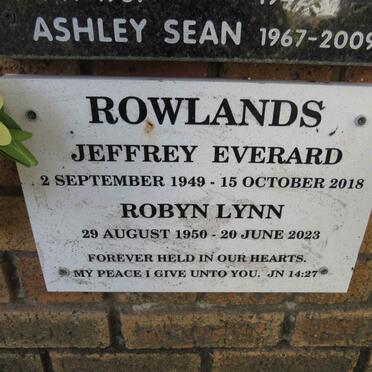 ROWLANDS Jeffrey Everard 1949-2018 & Robyn Lynn 1950-2023