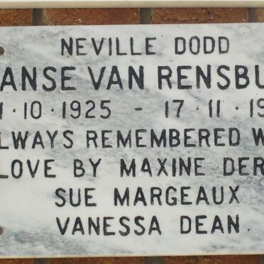 RENSBURG Neville Dodd, Janse van 1925-1992