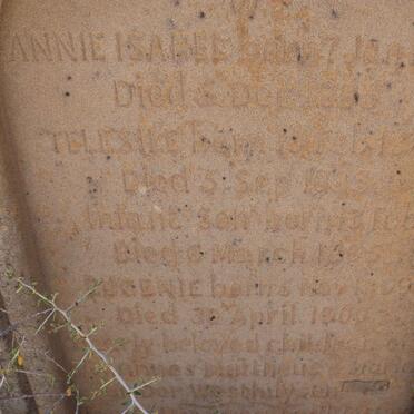 WESTHUYSEN Annie Isabel, van der 1882-1885 :: VAN DER WESTHUYSEN Telesile 1883-1883