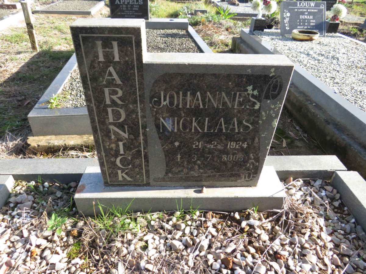 HARDNICK Johannes Nicklaas 1924-2003