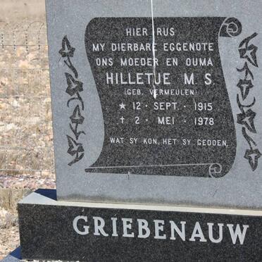 GRIEBENAUW Hilletje M.S. nee VERMEULEN 1915-1978