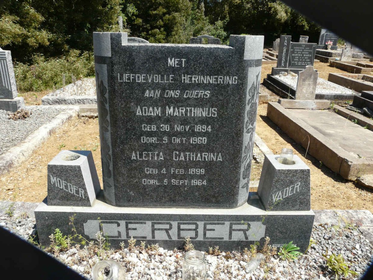 GERBER Adam Marthinus 1894-1960 & Aletta Catharina 1899-1964