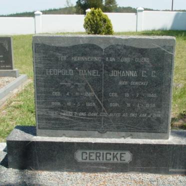 GERICKE Leopold Daniel 1880-1959 &amp; Johanna G.C. nee GERICKE 1885-1959