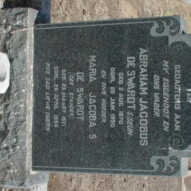 SWARDT Abraham Jacobus, de 1870-1950 &amp;  Maria Jacoba S. STANDER 1871-1954
