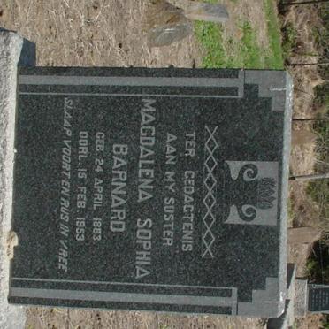 BARNARD Magdalena Sophia 1883-1953