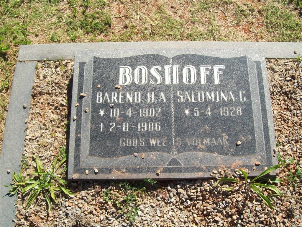 BOSHOFF Barend H.A. 1902-1986 & Salomina C. 1928-