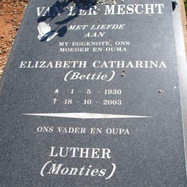 MESCHT Elizabeth Catherina, van der 1930-2003