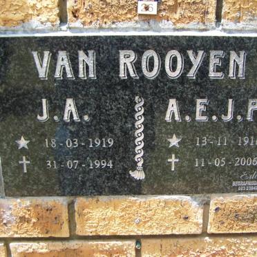 ROOYEN J.A., van 1919-1994 &amp; A.E.J.P. 1916-2006