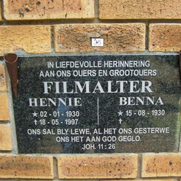 FILMALTER Hennie 1930-1997 &amp; Benna 1930-