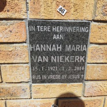 NIEKERK Hannah Maria, van 1921-2014