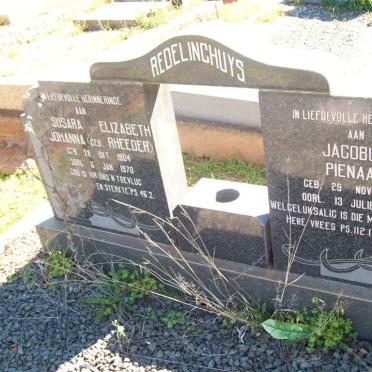 REDELINGHUYS Jacobus Pienaar 1894-1980 &amp; Susara Elizabeth Johanna RHEEDER 1904-1970 