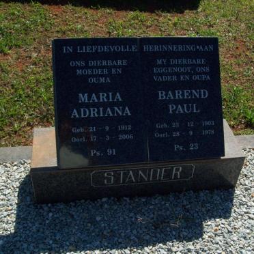 STANDER Barend Paul 1903-1978 &amp; Maria Adriana 1912-2006