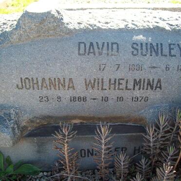 UYS David Sunley 1891-1965 &amp; Johanna Wilhelmina 1888-1970