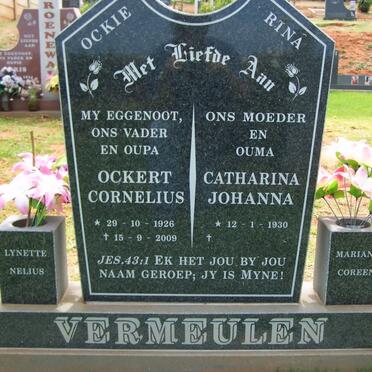 VERMEULEN Ockert Cornelius 1926-2009 &amp; Catharina Johanna 1930-