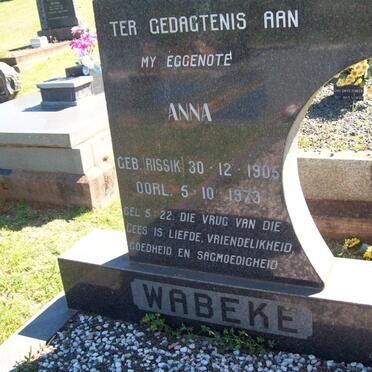 WABEKE Anna nee RISSIK 1905-1973