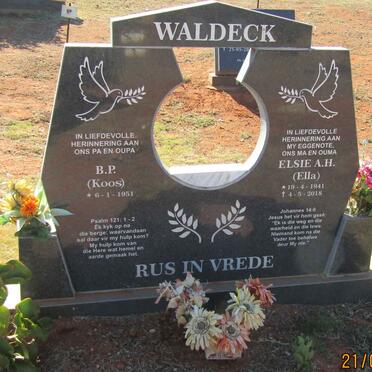 WALDECK B.P. 1951- &amp; Elsie A.H. 1941-2018