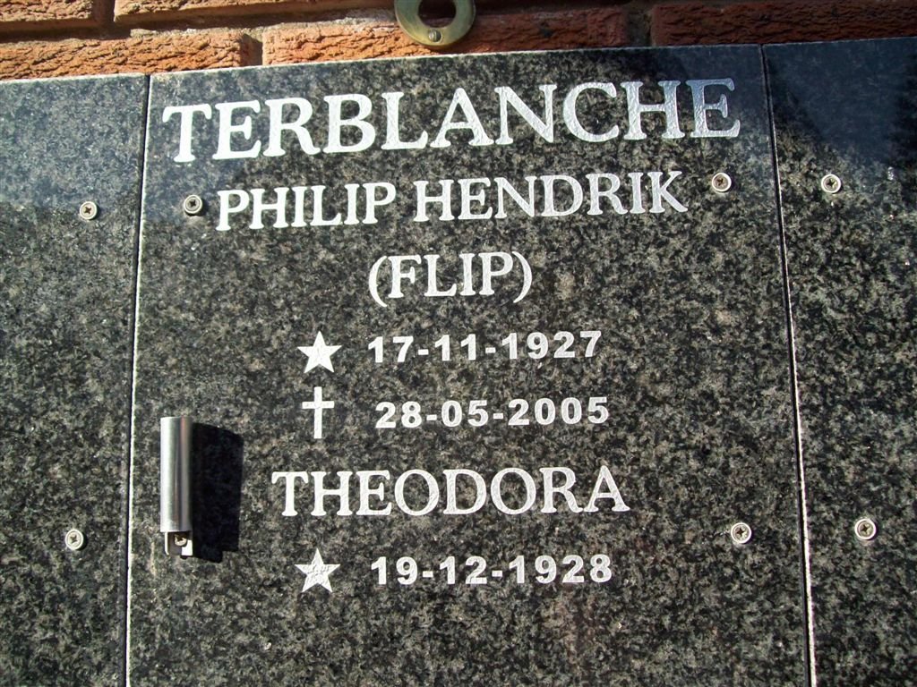 TERBLANCHE Philip Hendrik 1927-2005 & Theodora 1928-