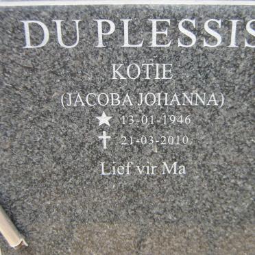 PLESSIS Jacoba Johanna, du 1946-2010