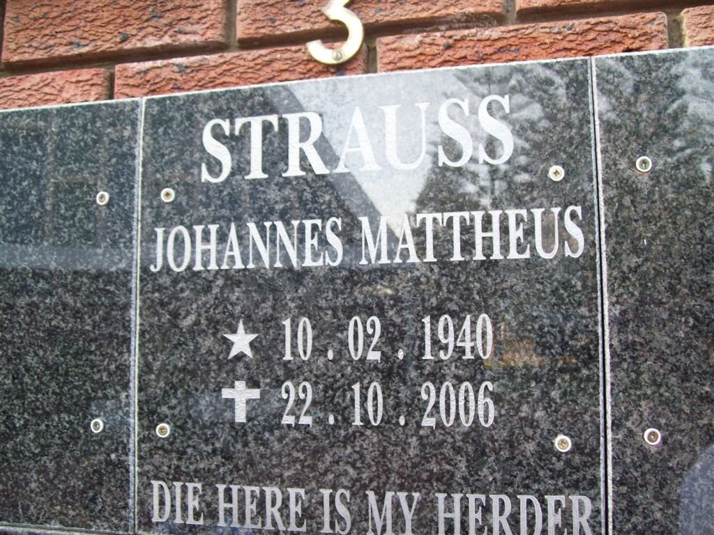 STRAUSS Johannes Mattheus 1940-2006
