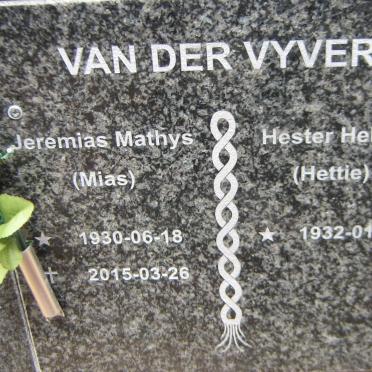 VYVER Jeremias Mathys, van der 1930-2015 &amp; Hester Helena 1932-