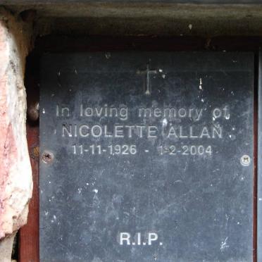 ALLAN John Adrian 1922-2015 &amp; Nicolette Ivy -2004