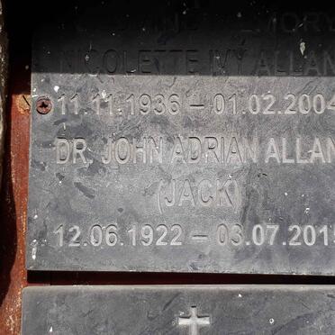 ALLAN John Adrian 1922-2015 &amp; Nicolette Ivy 1936-2004