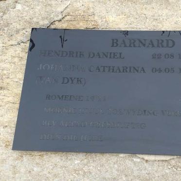 BARNARD Hendrik Daniel 1931-2014 &amp; Johanna Catharina VAN DYK 1931-