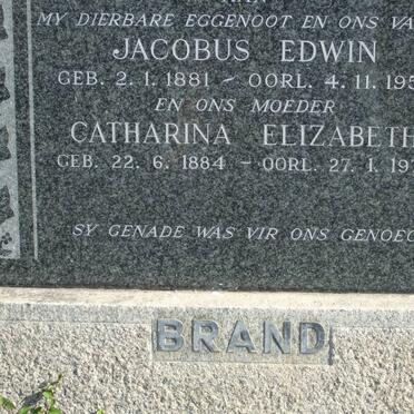 BRAND Jacobus Edwin 1881-1957 &amp; Catharina Elizabeth 1884-1974