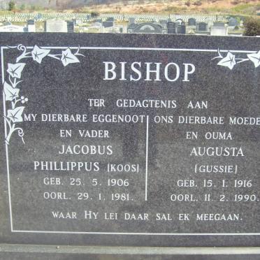 BISHOP Jacobus Phillippus 1906-1981 &amp; Augusta 1916-1990