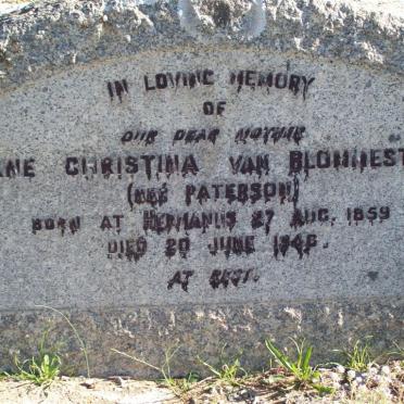 BLOMMESTEIN Jane Christina nee PATERSON 1859-1946