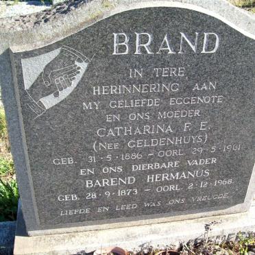 BRAND Barend Hermanus 1873-1968 &amp; Catharina F.E. GELDENHUYS 1886-1961