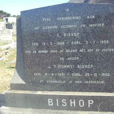 BISHOP J.T. 1881-1955 &amp; E. 1886-1950