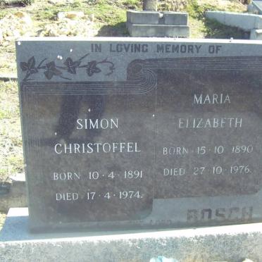 BOSCH Simon Christoffel 1891-1974 &amp; Maria Elizabeth 1890-1976