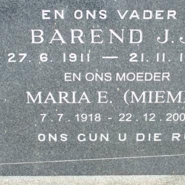 BREDENKAMP Barend J.J. 1911-1968 &amp; Maria E. 1918-2002 :: GOUWS M.E. 1942-2003