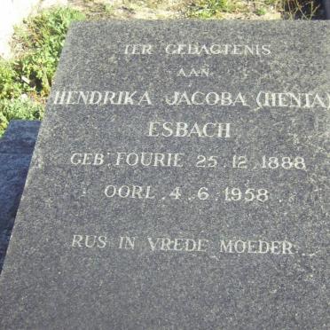 ESBACH Hendrika Jacoba nee FOURIE 1888-1958