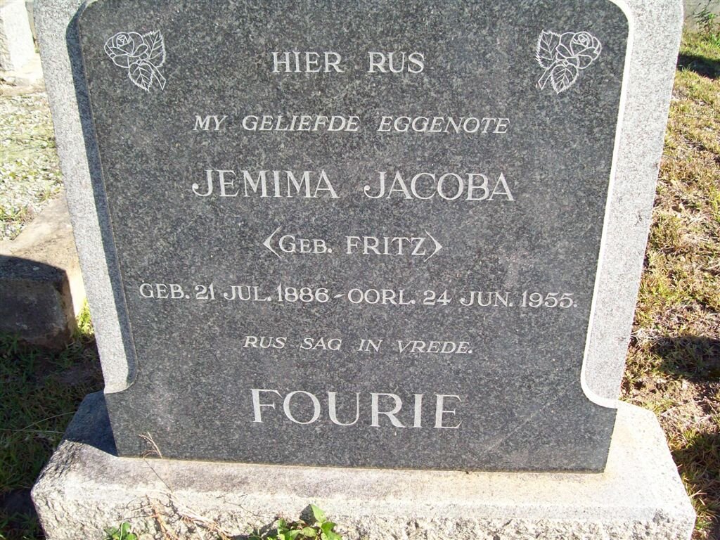 FOURIE Jemima Jacoba nee FRITZ 1886-1955