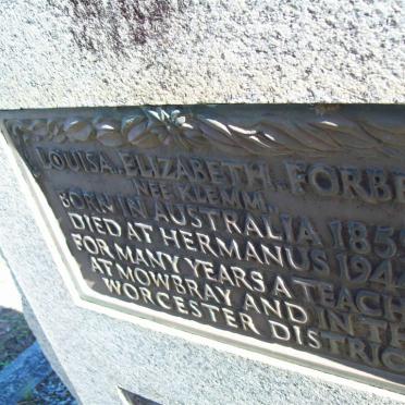 FORBES Louisa Elizabeth nee KLEMM 1859-1944