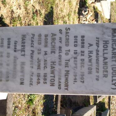 HAWTON Archie 1885-1949 :: HAWTON Harriet nee SHERRIFF 1883-1958 :: HOLLANDER Margaret 1907-1941