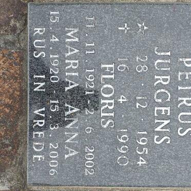 VISSER Petrus Jurgens 1954-1990 :: VISSER Floris 1921-2002 :: VISSER Maria Anna 1920-2006