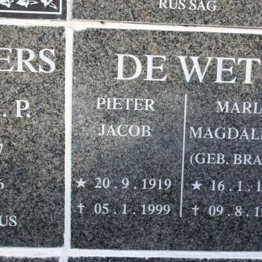 WET Pieter Jacob, de 1919-1999 &amp; Maria Magdalena BRAND 1918-1996